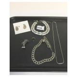 PALM TREE PIN SILVER TONE EARRINGS CHOKER