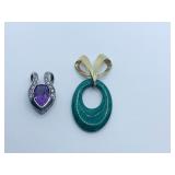 STERLING PEAR SHAPE SLIDE NECKLACE AND GOLD OVER