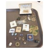 ASSORTED SMALL PINS KEYRINGS 12K GOLD FILLED BELT