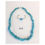 NECKLACE 30" LARGE BLUE STONE CHUNKS POSSIBLY