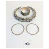 CHOKER SILVER TONE COILED HINGED BRACELET MARKED