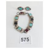 EARRINGS 925 STERLING SILVER INLAY STERLING