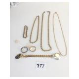 HEAVY GOLD TONE CHAINS SIZE 13 RINGS SWEATER CLIP