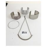 SILVER TONE CUFF BRACELETS 1-1/2" THIN SILVER