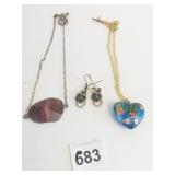 BLACK RHINESTONE MOUSE EARRINGS BLUE CLOISONNE