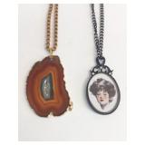 POLISHED SLICED STONE PENDANT NECKLACE PRETTY