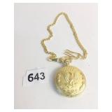 GOLD TONE POCKET WATCH WITH EAGLE EMBLEM WITH