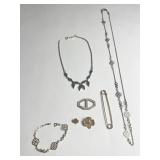 GOLD TONE NECKLACE BRACELET SET SCOUT PINS BUCKLE