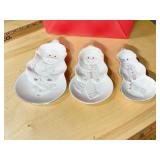 SNOWY TREATS TRIO NIB $100.00 SNOWMAN SERVING