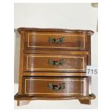 SMALL JEWELRY CHEST 3 DRAWER WOOD