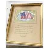 WAVING AMERICAN FLAG FOIL PRINT WITH VERSE 9.5" X