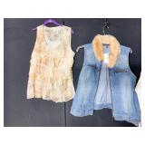 NEW BACCINT 2 X VEST W/ FAUX FUR COLLAR W/ TAGS,