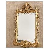 FANCY GOLD FRAME MIRROR 30" H X 16" W