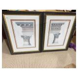 FRAMED ARCHITECTURAL STUDIES OF ARCHES 34" X 25"