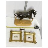 ANTIQUE CAR BRASS FRAMED ASH TRAYS AND CHALK
