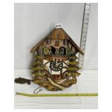 HAND CARVED AND PAINTED COO COO CLOCK, NO WEIGHTS