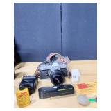 CANON FT-B CAMERA W/ FLASH AND WINDER W/ LENS