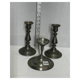 INTERNATIONAL PEWTER CANDLE STICKS AND BALL