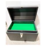 DOME TOP WOOD BOX W/ HANDLES VELVET LINED W/ LIFT