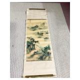 VINTAGE HAND PAINTED ORIENTAL WALL HANGING WITH