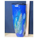 18" H SIGNED NOVA ART MULTI COLOR ART GLASS VASE