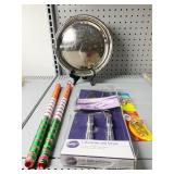 PAIR DANDIYA STICKS, WILTON KNIFE & CAKE SERVER,