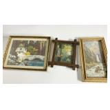 ALUMINUM PICTURE, THERMOMETER IN FRAME &