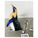 4" GLASS PENGUIN & MOTHER PENGUIN W/ 2 BABIES