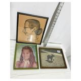 CARICATURE OF A WOMAN, FRENCH BULLDOG PICTURE,