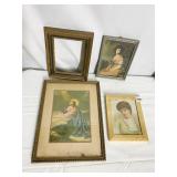 FRAMED WOMEN POST CARDS, RELIGIOUS PRINT, SOLID