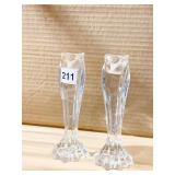 2 CRYSTAL CANDLE STICKS BY LENOX 7" H