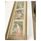 3 SECTION PRINT ORNATE FRAME VICTORIAN 27" X 9.5"
