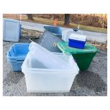ASSORTED STORAGE BINS SOME LIDS