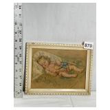 RAISED BABY SLEEPING IN FRAME, MARKED 