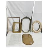 ANTIQUE WOOD FRAMES, 18" CARVED WOOD WITH CONVEX