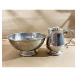 PEWTER BOWL AND PITCHER