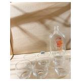 SNEE GLASS MILK BOTTLE & GLASSES