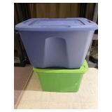 LOT OF 2 PLASTIC TOTES WITH LIDS