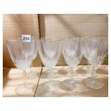 8 GOLD RIM WINE GLASSES 7" H