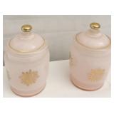 PINK GLASS W/ GOLD HAND PAINTED ACCENT DRESSER