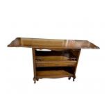 DROP SIDE TEACART W/ DRAWER AND GLASS TOP 36" X