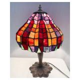 STAINED GLASS LAMP 19" H X 12" D