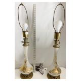 MCM FROSTED GLASS LAMPS W/ RAISED GOLD ACCENT