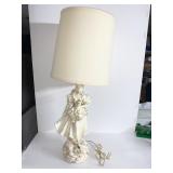 TABLE LAMP LADY HOLDING BASKET 32" H PLASTER