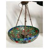 6 BULB-STAINED GLASS CHANDELIER - 23" W X 11"