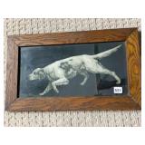 WOOD FRAME WITH HUNTING DOG PRINT 13.5"H X 25"W