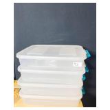 4 STORAGE BINS W/ LOCKING LIDS