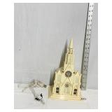 RAYLITE LIGHTED PLASTIC CHURCH HOUSE, MUSIC BOX