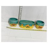 3 PC GLAZED POTTERY PLANTERS