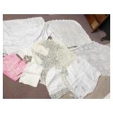 VARIOUS TABLECLOTHS SOME HAND STITCHED